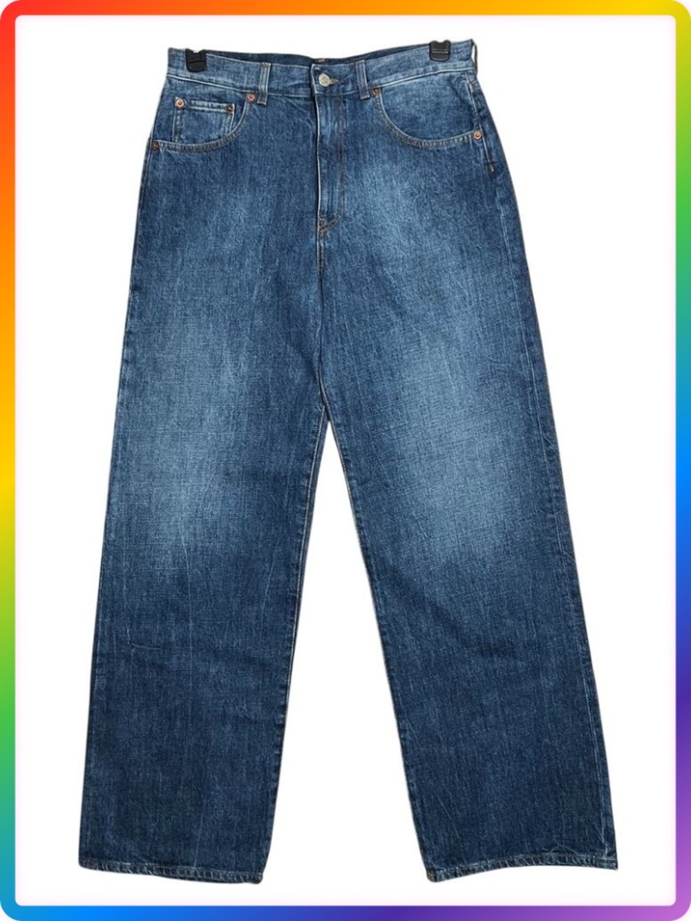 6397 Wide Leg Jeans NP239 SIZE 29 Marbled Blue 100% Cotton Italy NWT